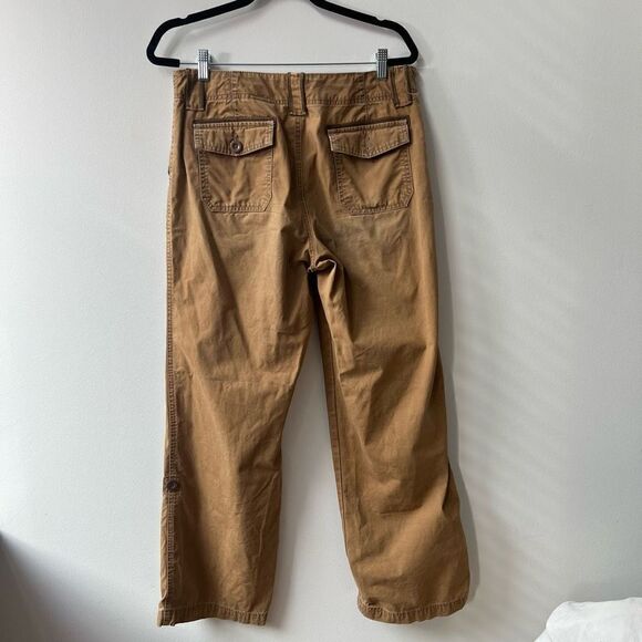 Eddie Bauer Trouser High Rise Button Ankle Adjustable Tab Leg Women's Brown Carg - Picture 2 of 16